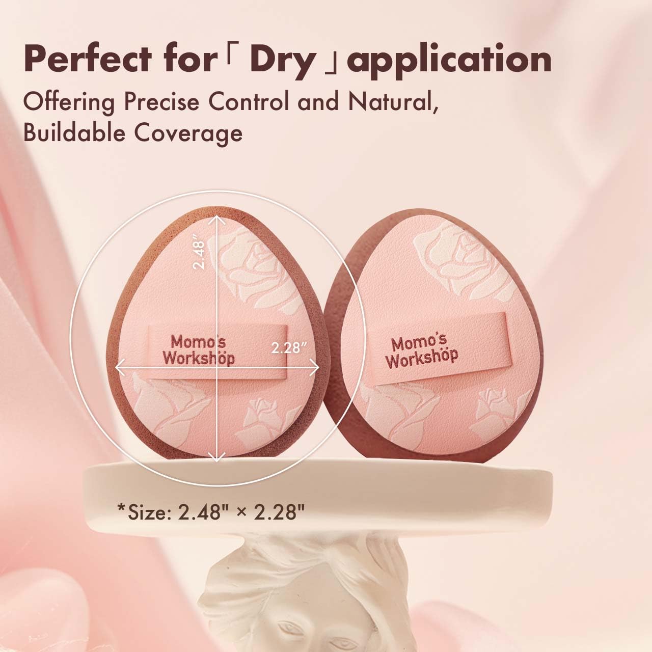 Multi-Use Mini Makeup Sponge Set,Oil-Control & Makeup Setting, Cut-Edge Design for Cream & Powder Products, for Oily Skin,Pink-Brown, 3PCS Mini Beauty Concealer Sponges & Storage Case