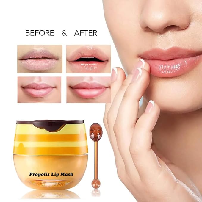 4Pcs Honey Lip Balm Honey Pot Strawberry & Propolis Balm Honey Lip Mask Hydrate Moisturizing Repair Prevent Lip Care Moisturizing Lip Balm Set
