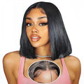 12 Inch Bob wig human hair 180% Density glueless wigs human hair pre plucked pre cut 4x6 HD Transparent Frontal Wigs Human Hair Lace Front Wigs for Women