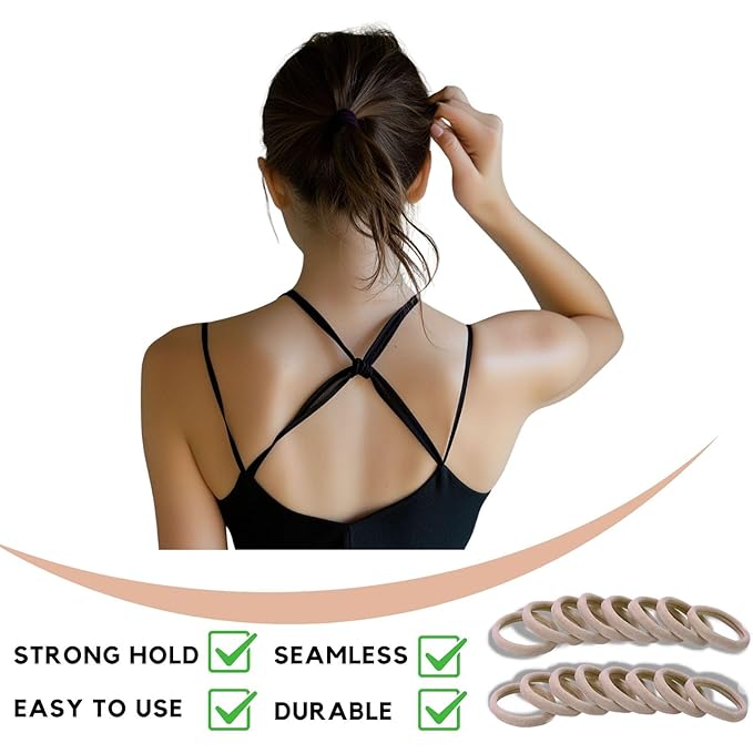 60 Pcs 2 Inch Blonde No Damage Hair Ties for Women Thick Hair, Large Soft Seamless Nylon Fabric Elastic Ponytail Holders Bands for Women