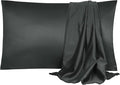 uxcell 2 Pack Silk Satin Pillowcase for Hair and Skin, Cool, Silky, Soft Breathable Pillow Cases Travel Size 14x20 Inch Sateen Pillowcase Black with Envelope Closure