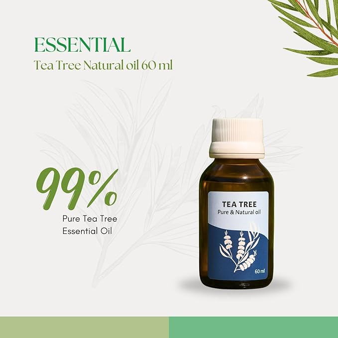Roots & Above Tea Tree Essential Oil 2.02 Oz/60ml Pure Natural Oils for Skin, Face, Hair, Diffusers, Massage, Soap & Candle Making Scent