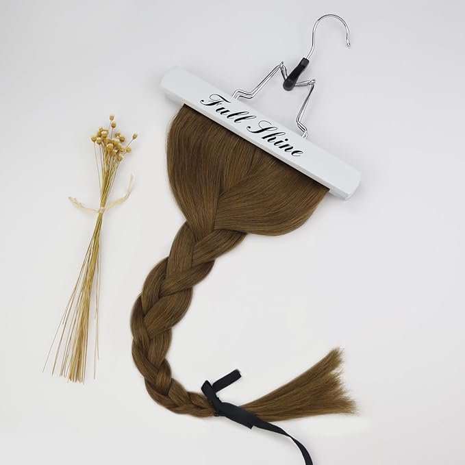 Full Shine Seamless Hair Extensions Clip in Medium Brown Human Hair 20 Inch Silky Brown Clip in Hair Extensions for Women Real Hair 3 Pcs 60 Gram