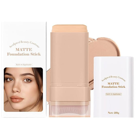 Beauty Balm Serum Boosted Skin Tint, Dual-Ended Eraser Foundation Stick with Brush, Full Coverage Cream Korean Makeup, Long-Lasting Stick for Smooth, Flawless Finish (#3 Warm Beige)