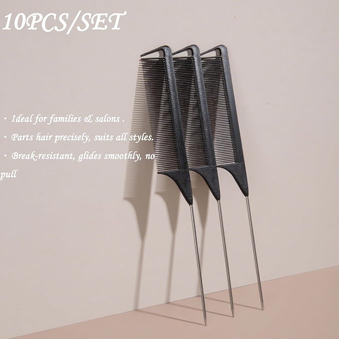 10PCS Highlighting Comb Rat Tail Comb for Parting Blue