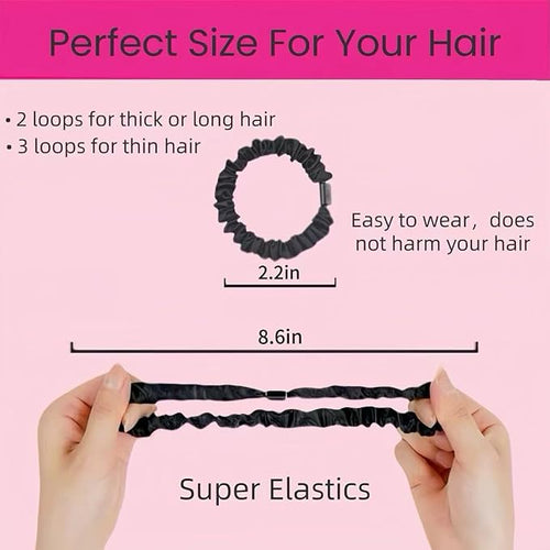 10 Pcs Small Satin Hair Ties No Damage for Women Girls Thick Thin Hair, Small Satin Scrunchies Hair Ties Skinny Hair Elastic Bands Ponytail Holder for Women Hair Accessories (Colorful)