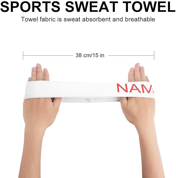 Hoxekle Custom Sport Headbands with Your Own Name Logo Text Photo Personalized Sweatbands Absorb Water Dry Fast Headbands for Women Men Basketball Yoga, White