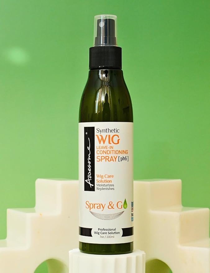Awesome Synthetic Wig Leave-in Conditioner Spray, pH6, Professional Wig Care Solution, Detangle Spray, Moisturizes & Replenishes Synthetic Wigs, Easy Combing, Contains Coconut Oil, 7 fl oz