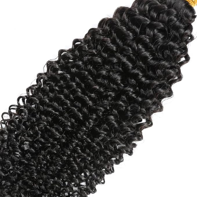 Human Hair Bundles Natural Black Kinky Curly Bundles 14 Inch Grade 8A Brazilian Virgin Remy Hair Extensions Double Weft Real Color 1B Hair Weave