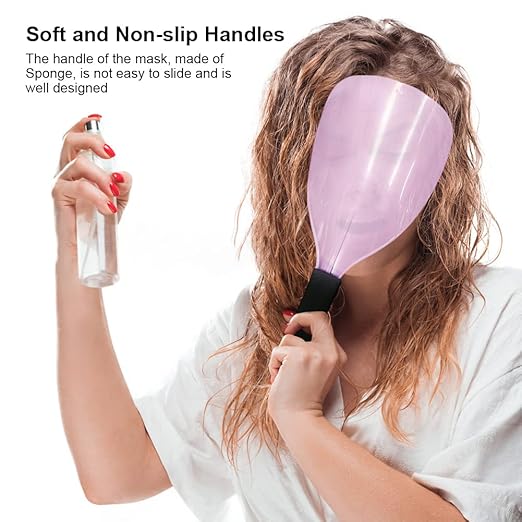 Saycker 3Pcs Face Shield for Hairspray,Plastic Barber Face Shield,Handheld Hairspray Face Shields,Reusable Face Protective Cover for Hairdressing Hair Stylist Cutting Dust Makeup Protector (Pink)