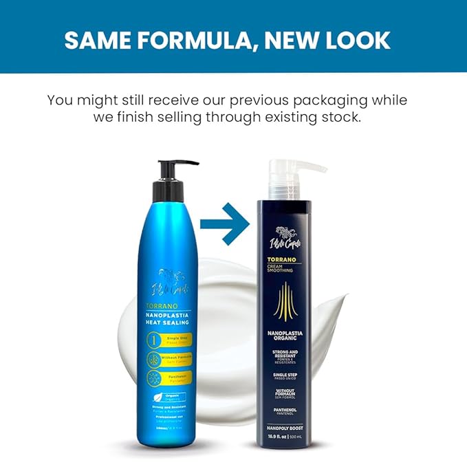 I Belli Capelli Torrano Cream Keratin Hair Treatment Straightening in 1 Step, Formaldehyde Free-Nanoplastia Para Alisar Cabello, Keratina Organica Sin Formol Para Alisar el Pelo (2-Pack - 500ml each)