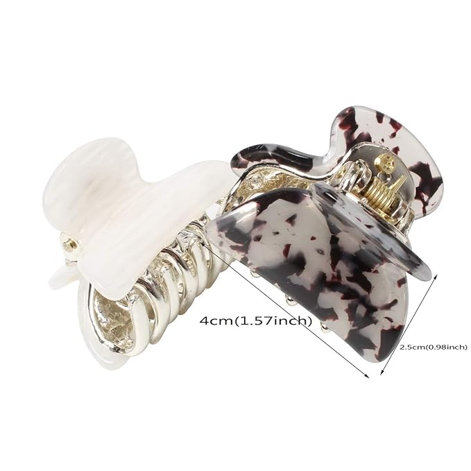 1.57 inch Small Acrylic Hair Claw Clips for Girls and Women Marbling Hair Clips,Plastic No-Slip Grip Jaw Hair Clip Hair Jaw Clamp,Pack of 12