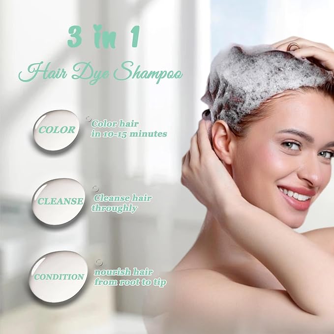 Red Hair Dye Shampoo, Instant Hair Color Shampoo, Covers Gray in Minutes, Burgundy Hair Dye, Champu Para Pintar el Cabello, Champu Para Canas, Easy to Use 16.90 Fl Oz