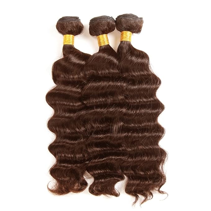 Brown Human Hair Bundles Color 4 Deep Wave Bundles Niegmeag Virgin Remy Hair 3 Bundles 24 26 28 Inch Double Weft Chocolate Brown Bundle Hair Weave
