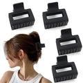 Matte Hair Clips Set: 4 PCS 2" Square Claw Clips for Thin and Thick Hair, All-Black Cute Clips for Women