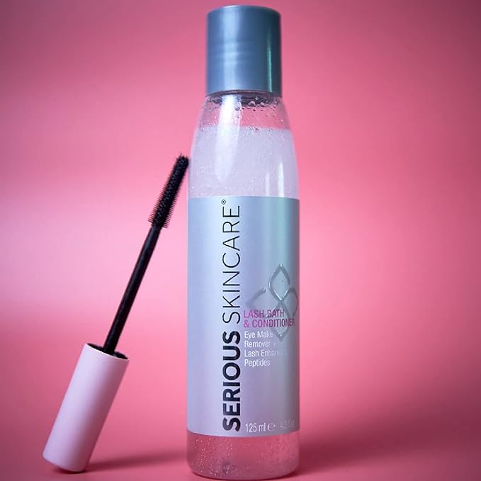Serious Skincare Lash Bath & Conditioner - Double Action Eye Makeup Remover - Oil Free - Enhancing Peptides Promotes Eyelash Growth - Clover Flower - Effortlessly Removes Waterproof Mascara - 4 oz.
