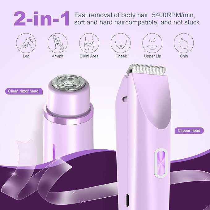 2025 New Bikini Trimmer for Women,Dermave Bikini Shaver,2-in-1 Electric Razors for Women(Purple)