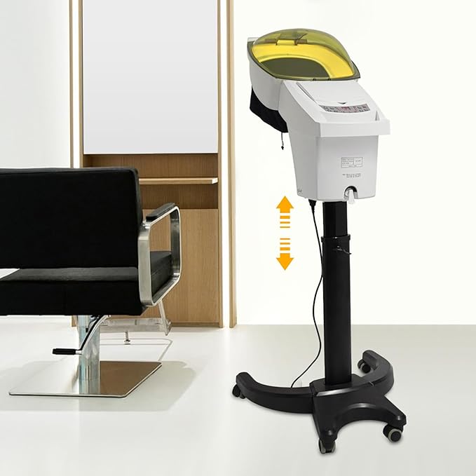 Bepritm 7 Light Hair Steamer, Standing Deep Conditioning Hair Steamer with Adjust Height & Wheels, 700W Hooded Micro Mist Ozone Scalp Hydration Steamer for Salons, Barbershops (White)
