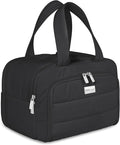 TOPDesign Travel Toiletry Bag for Women, Puffer Large Toiletry Bag, Lightweight Cosmetic Makeup Organizer with Handle for Traveling, Accessories, Essentials, Toiletries (Black)