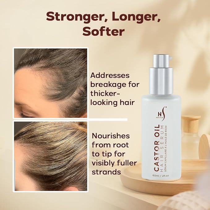 HerStyler Castor Oil Hair Serum for Hair Growth - Hair Shine Serum with Vitamin E - Hair Growth Serum - Hair Serum Heat Protectant - Vitamin E for Silky Hair - 2 Fl Oz (1 Pack) (2 Pack)