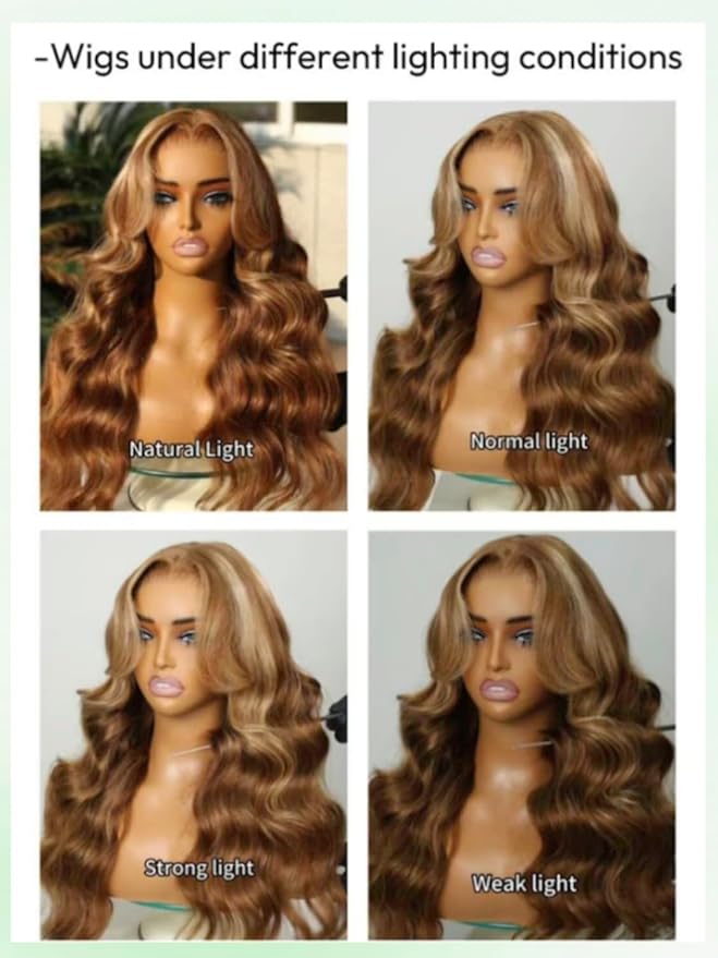 KLAIYI Bye Bye Knots Glueless Wig Highlight Blonde Body Wave Pre Cut 7x5 HD Lace Front Wigs Human Hair Pre Plucked Pre Bleached Pre Everything Wear and Go Wig 12A Ombre Brown 30S Ready To Wear 14Inch