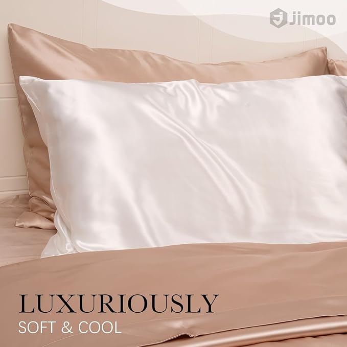 100% Mulberry Silk Pillowcase for Hair and Skin, 22 Momme Pure Natural Silk Pillow Case Both Sided with Zipper, Pillow Cover for Women Mom Men (Ivory White, King 20''×36'', 1 Pack)
