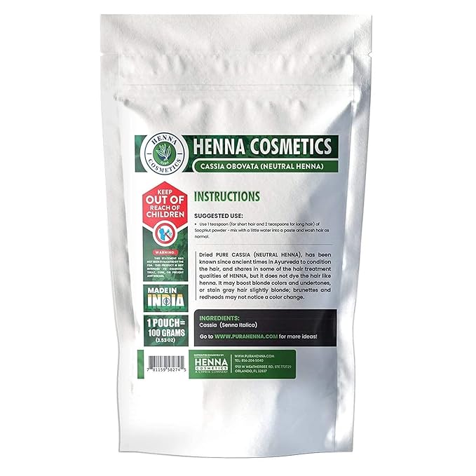 Henna Hair Color, Neutral Henna Powder for Hair Growth 100 Grams, Cassia Obovata Powder, Organic, Dye Free
