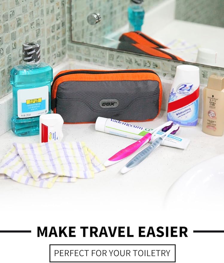 GOX Travel Toiletry Bag Dopp Kit Case for Men Multifunction Packing Organizer Pouch(Orange/Grey)