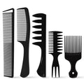 5Pcs Combs for Men, Wide Tooth Medium Toothed Styling Braiding Comb Kit for Twist Detangler Natural Hair, Hair Pick Comb Set for Afro Black Mens Curls