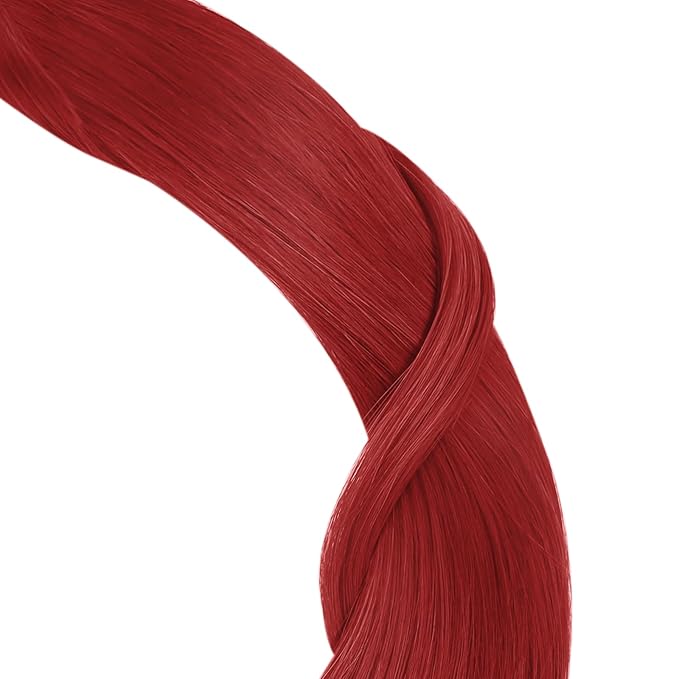 YoungSee Nano Ring Hair Extensions Human Hair Red Nano Bead Hair Extensions Colored Nano-Link Extension Nano-Loop Extension Red Remy Short Straight Hair for DTY Your Hairstyle