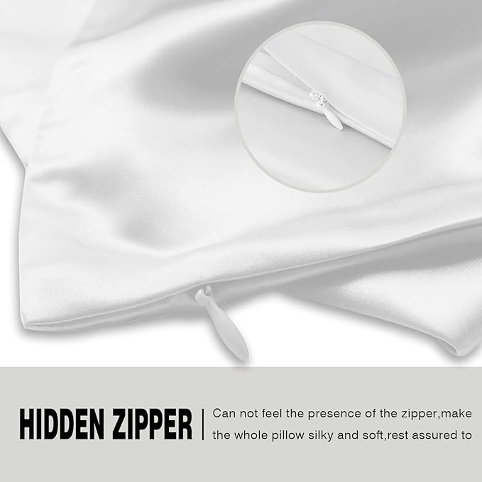 Silk Pillowcase for Hair and Skin,Soft,Breathable and Sliky 100% Queen Silk Pillow Case Set of 2,Both Sides Natural Mulberry Silk Pillowcases with Hidden Zipper(Queen Size 20"X 30",2pcs)