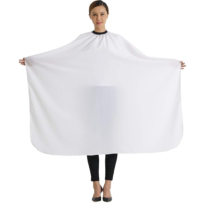 Professional Salon Cape Polyester Haircut Apron Barber Cape,54”x62”,White,C026005B