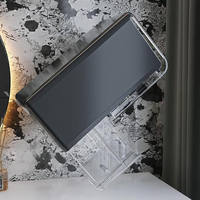 Acrylic Makeup Organizer with Drawers – 38.5CM Large Capacity Cosmetic Storage Box, Dustproof & Waterproof Vanity Organizer for Skincare, Jewelry, Lipsticks & Beauty Products (Black)