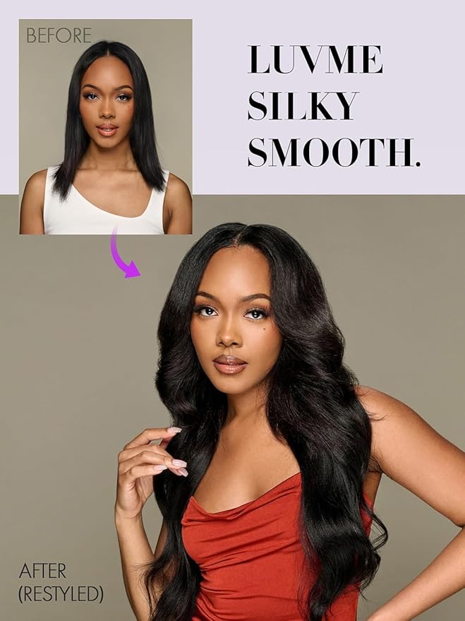 LUVME Yaki Straight Clip in Hair Extensions Real Human Hair For Women 100% Unprocessed Brazilian Virgin Hair clip ins Natural Black Hair Extensions 135g 9pcs 22 Inch
