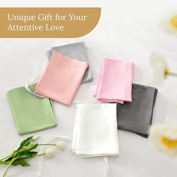 INFIIXSO Mulberry Silk Pillowcase for Hair and Skin, Silk Pillow Cases Queen Size Set of 2 with Hidden Zipper 20x30 Inches, Ultra Smooth and Soft Cooling Pillow Cases for Hot Sleepers(Black, 2 Pack)