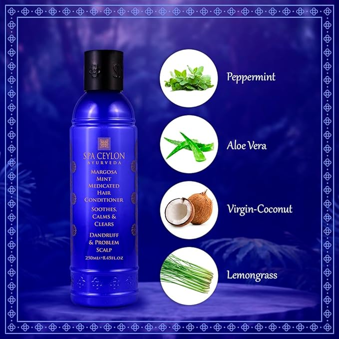 SPA CEYLON Margosa Mint Medicated Hair Conditioner | Treat and Control Dandruff and Itchy Scalp | Soothes Calm and Clears Hair and Scalp | For Dandruff & Problem Scalp