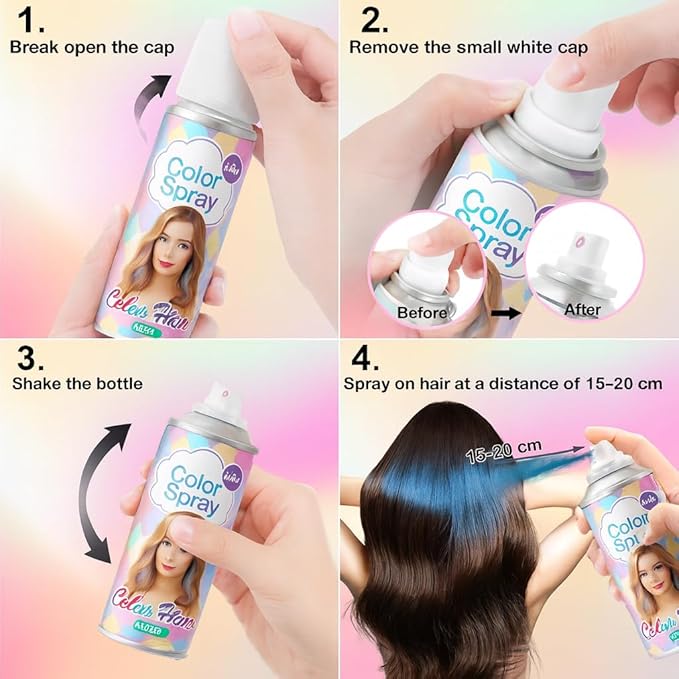Black Temporary Hair Color Spray for Women Men kids– One Time Use Washable Temporary Hair Spray for Halloween, Cosplay, Parties & Daily Styling