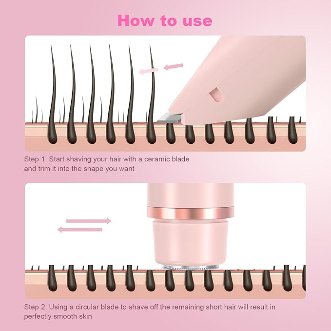 2025 New Bikini Trimmer for Women,Dermave Bikini Shaver,2-in-1 Electric Razors for Women(Pink)