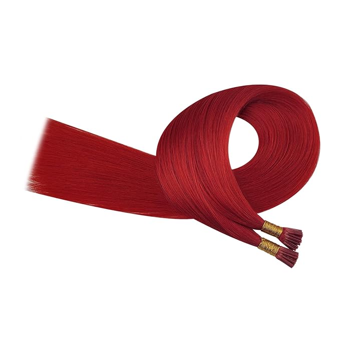 YoungSee Itip Human Hair Extensions Red Itip Hair Extensions Real Human Hair Red 14Inch 40s Tip Hair Extension Cold Fusion Hair Extension Colored for Party Highlights