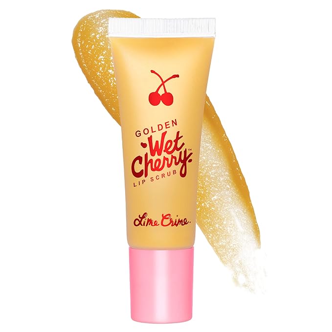 Lime Crime Golden Wet Cherry Lip Scrub - Moisturizing and Hydrating Ingredients Gently Exfoliates & Buffs Away Dead Skin - Coconut Oil & Vitamin E Helps Repair Dry, Chapped and Cracked Lips - Vegan