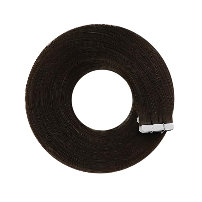 YoungSee Seamless Tape in Extensions Human Hair Dark Brown Tapes Hair Extensions Real Human Hair Brown Hair Extension Tape-in Remy 20 Inch 20pcs 50g Silky Straight Hair
