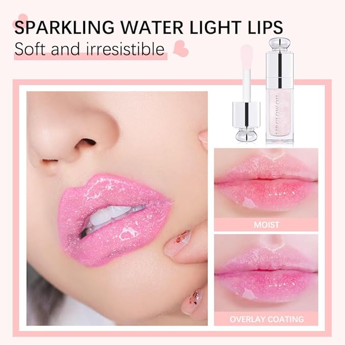 Moisturizing Lip Oil,No-Sticky Gloss Balm Care,Fruit Flavoured Oil for Dry Lip's Hydrating and Nourishing (013#Strawberry) 0.2 OZ