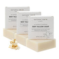 Natural Amor Beef Tallow Soap Bar 3 Pack, Handmade with Organic Grass-Fed Beef Tallow, Shea Butter, Coconut Oil, Natural Soap for Dry or Sensitive Skin Fragrance-Free, 3.5oz Each