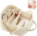 Cosmetic Bag for Travel, Large Capacity Pouch Purse Organizer, Waterproof Puffy Padded Make Up Toiletry Bag for Women (White)