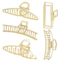 Large Metal Hair Clips for Thick and Long Hair - Butterfly Claw Clips with Non-Slip Grip, Big Jaw Clamps for Women (Light Gold)