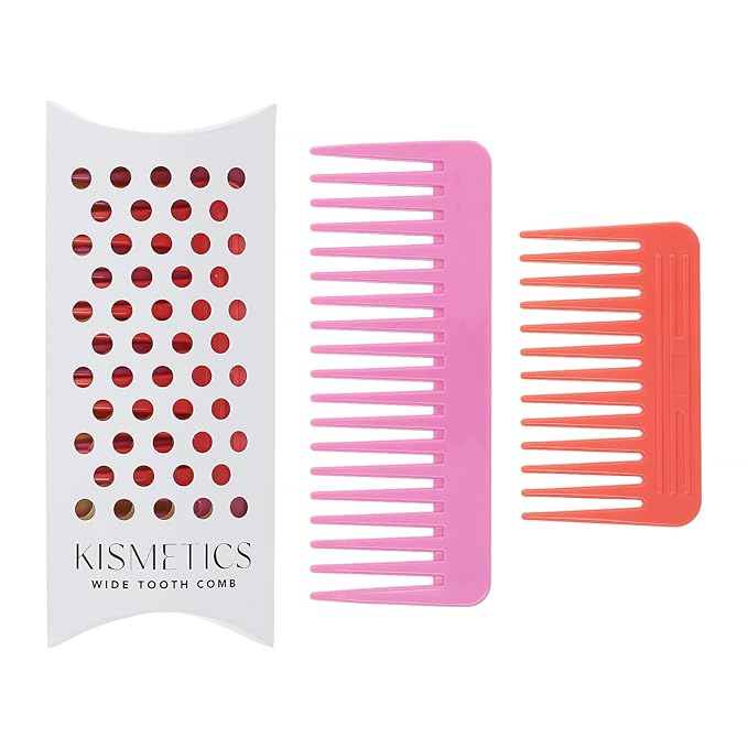 One large, one small, two-piece Wide Tooth Comb，No Handle Detangler Accessories，Large Hair Detangling Comb for Curly, Straight,Wet Dry Hair(Lavender Pink,Rose Red)