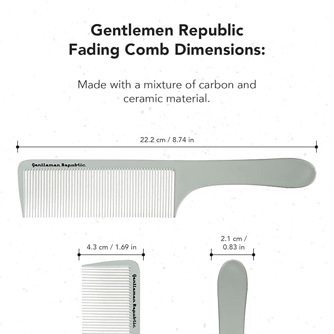 Gentlemen Republic Genuine Grooming Hair Comb for Fades and Men's Haircuts - Set of 3pcs, Soft Round Tips, Strong Teeth with Strong Body - Ideal for Barbers, at-home Grooming and Styling