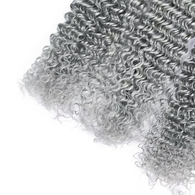 28 30 32 Inch Grey Bundles Human Hair Silver Deep Wave Bundles Niegmeag Brazilian Virgin Remy Hair Extensions Double Weft Soft And Silky Gray Deep Wave Bundle