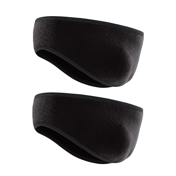 Ear Warmers for Men and Women & Ear Warmers for Cold Weather Headband (Black + Black, One Size)