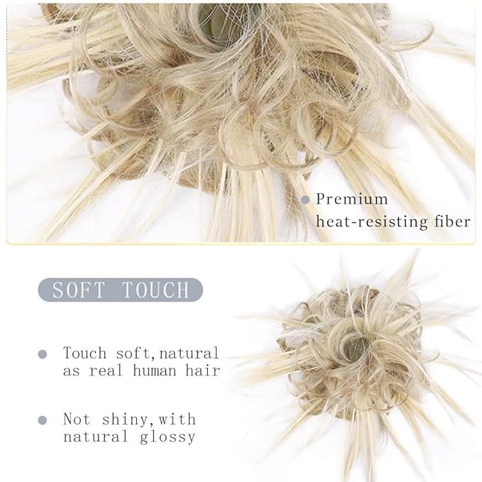 HMD Tousled Updo Messy Bun Hair Piece Hair Extension Ponytail With Elastic Rubber Band Updo Extensions Hairpiece Synthetic Hair Extensions Scrunchies Ponytail Hairpieces for Women 85H88#